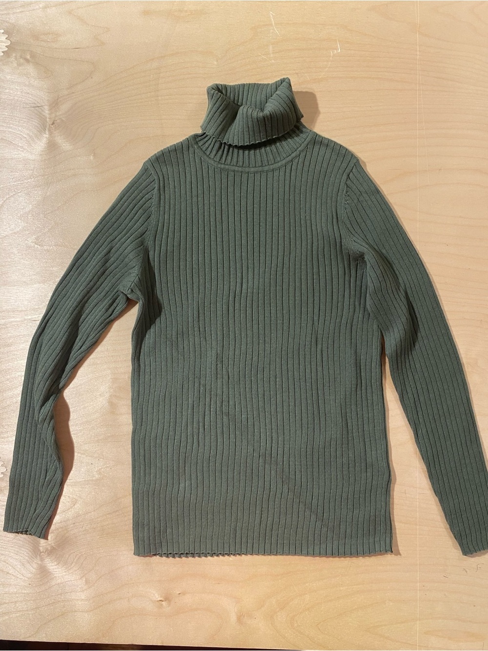 Kim Rogers Olive Green Ribbed Turtleneck Small (SB)